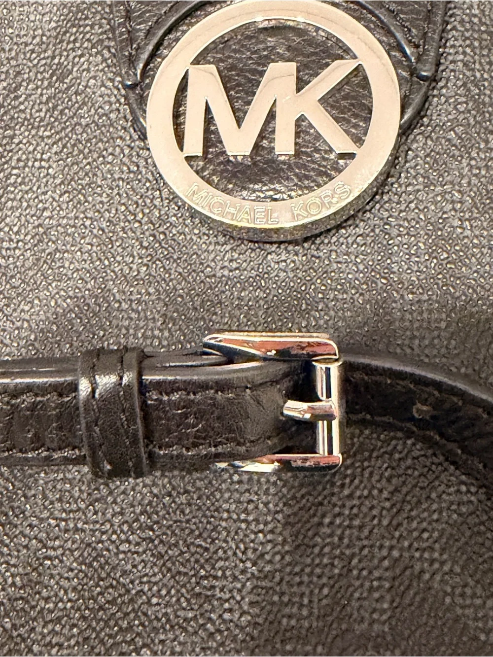Michael Kors Fulton Black Monogram Crossbody Silver Hardware
